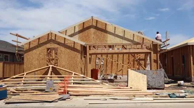 Timber frame of a new build house during construction