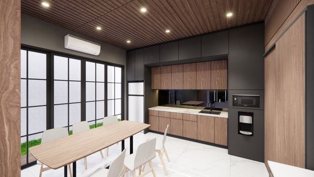 Renovating an investment property? The deductions you could miss out on (scrapping explained) » investment property renovation Modern kitchen with built-in oven, split-system air conditioner and timber cabinetry